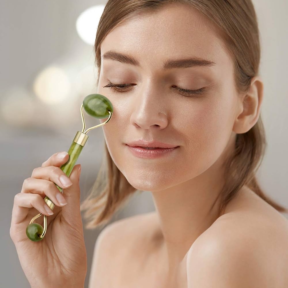 Rouleau de Jade Facial- Massage Visgae Anti-rideset Drainage Lymphatique