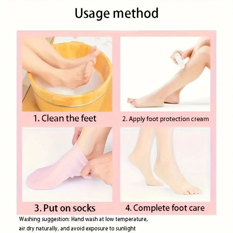 Chaussettes Hydratantes en Silicone — Soin Pieds Doux