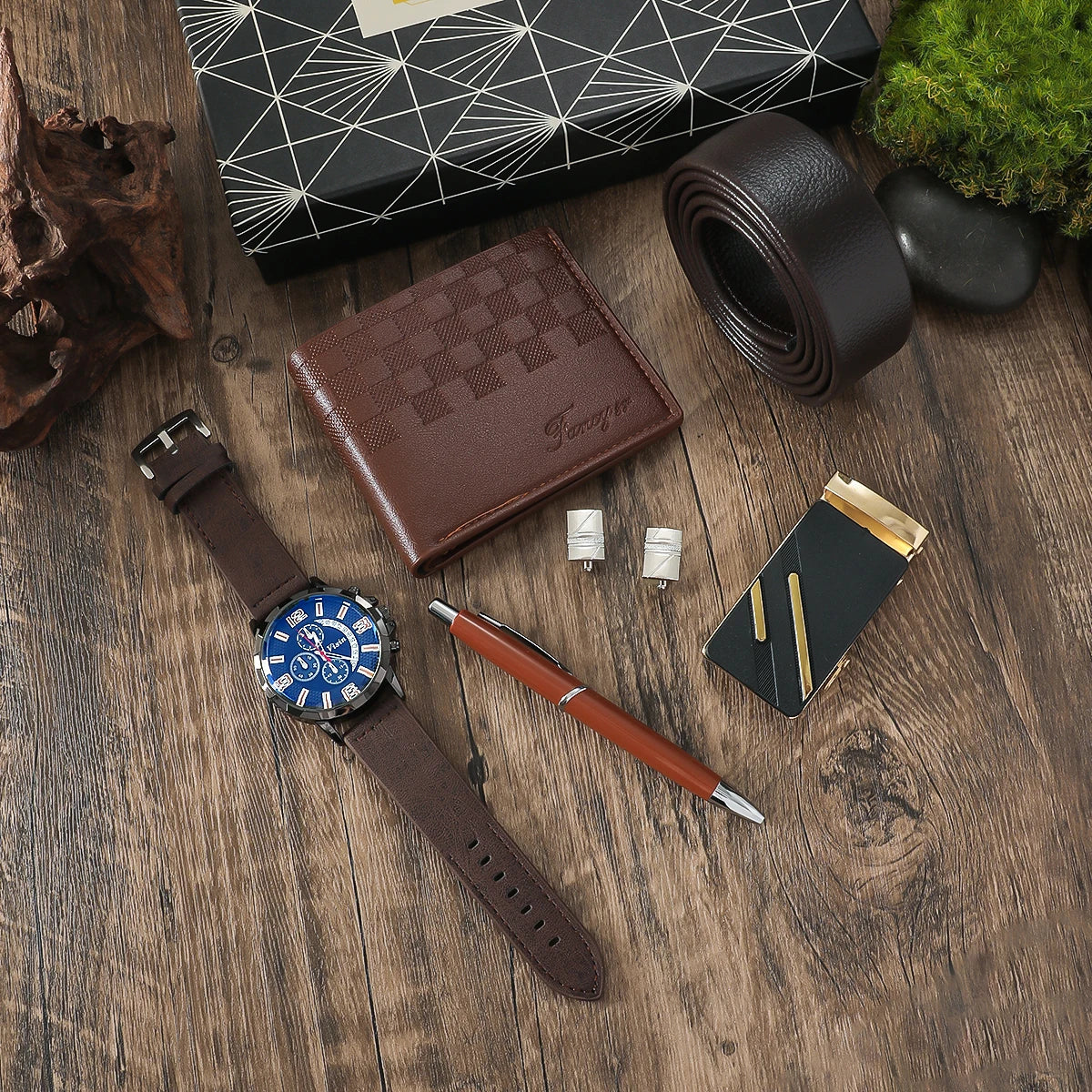 Coffret Cadeau Papa — Montre & Accessoires 5 pièces