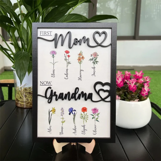 Cadre Famille Personnalisé — Noms & Fleurs de Naissance