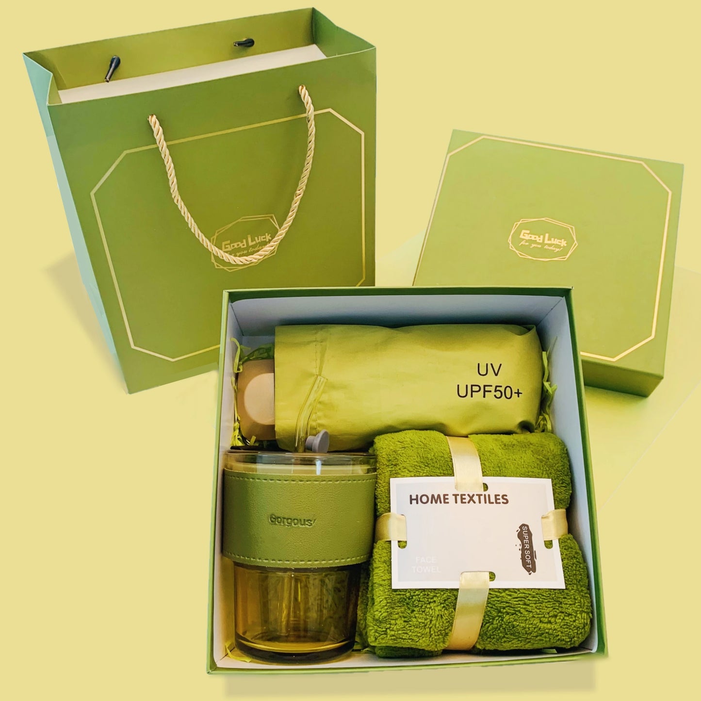 Coffret Cadeau Maman — Parapluie UV, Tasse & Serviette