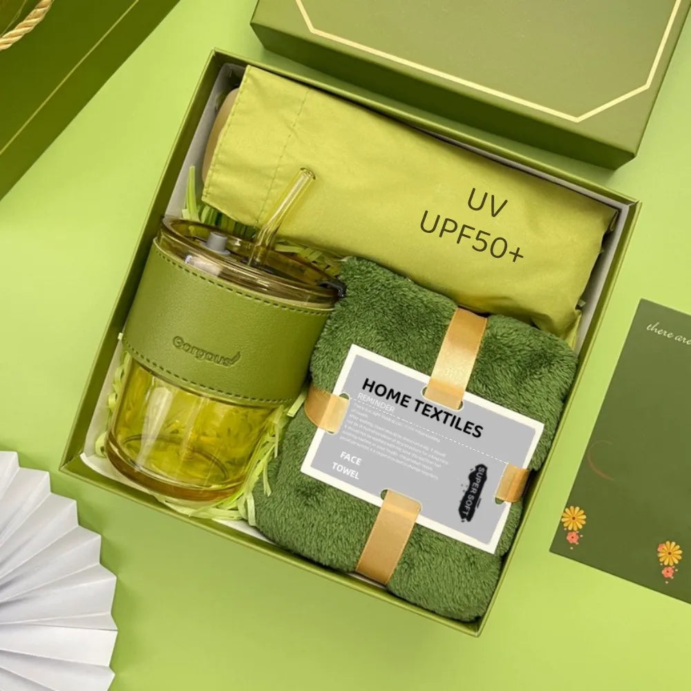 Coffret Cadeau Maman — Parapluie UV, Tasse & Serviette