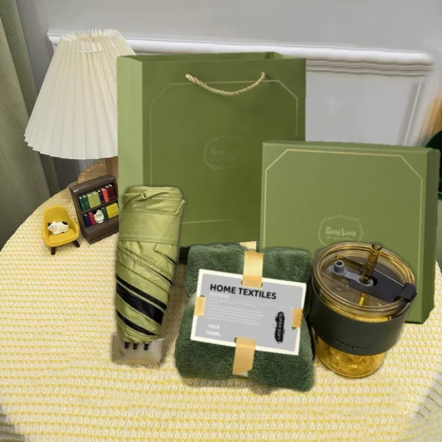 Coffret Cadeau Maman — Parapluie UV, Tasse & Serviette