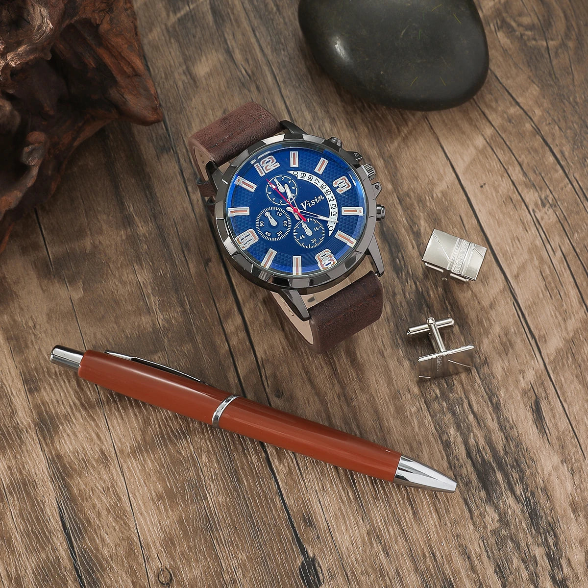 Coffret Cadeau Papa — Montre & Accessoires 5 pièces