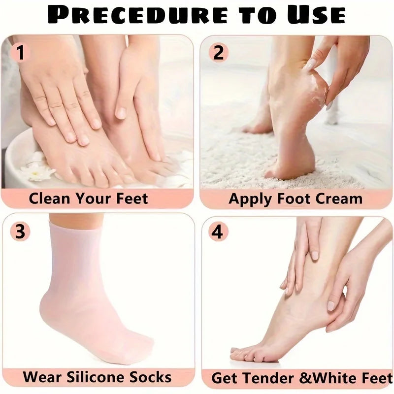 Chaussettes Hydratantes en Silicone — Soin Pieds Doux