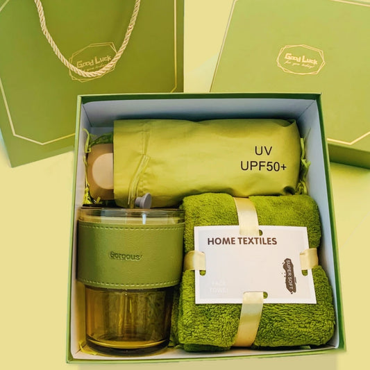 Coffret Cadeau Maman — Parapluie UV, Tasse & Serviette