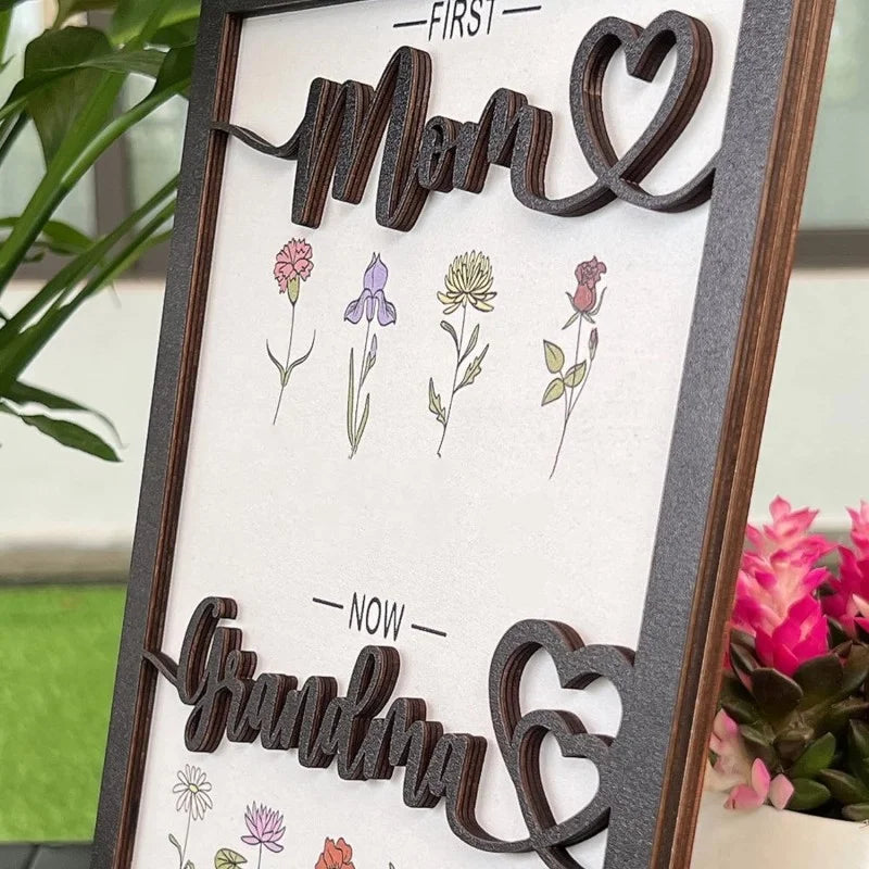 Cadre Famille Personnalisé — Noms & Fleurs de Naissance